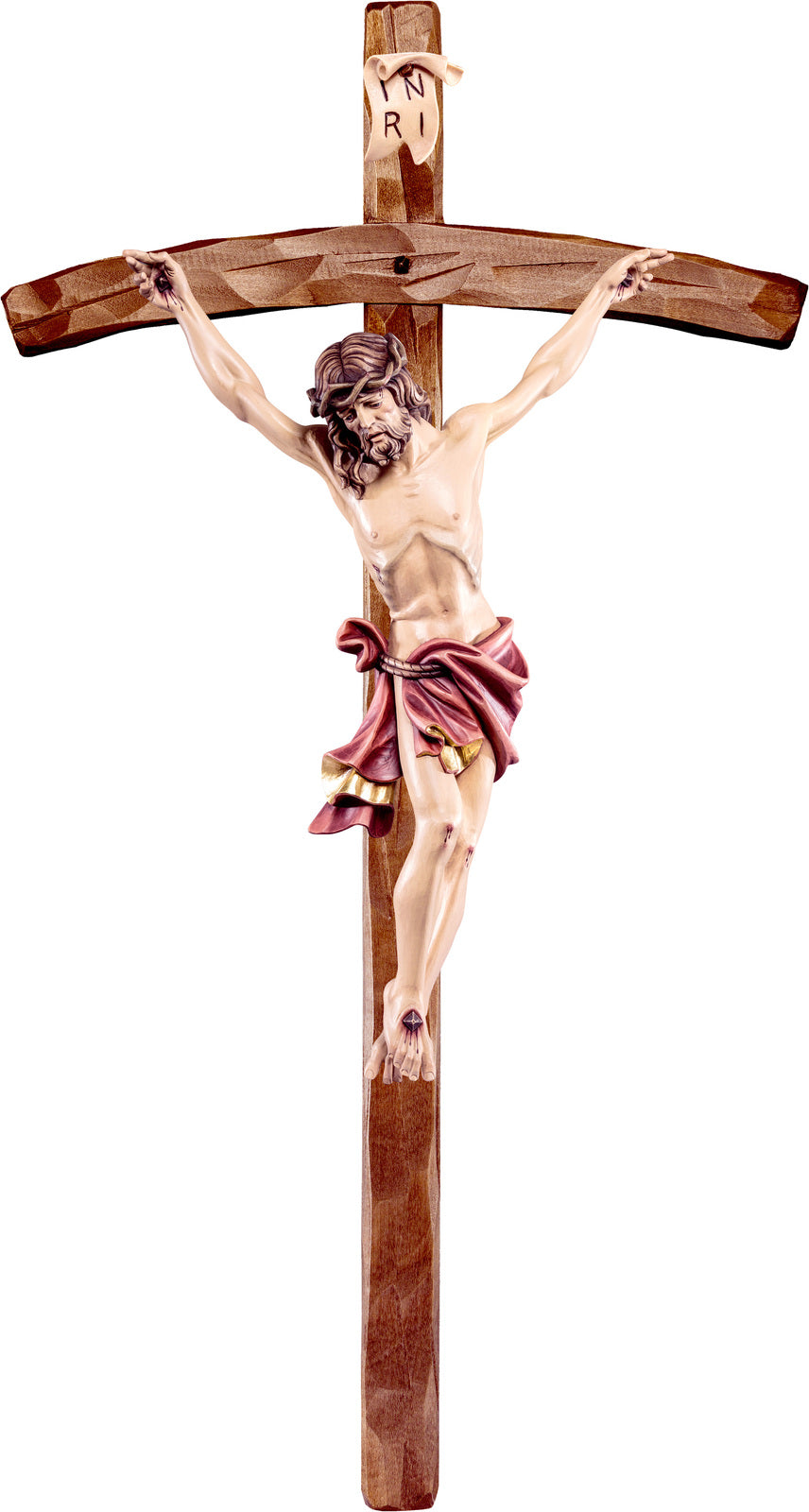 Alpenchristus rot mit gebogenem Kreuz