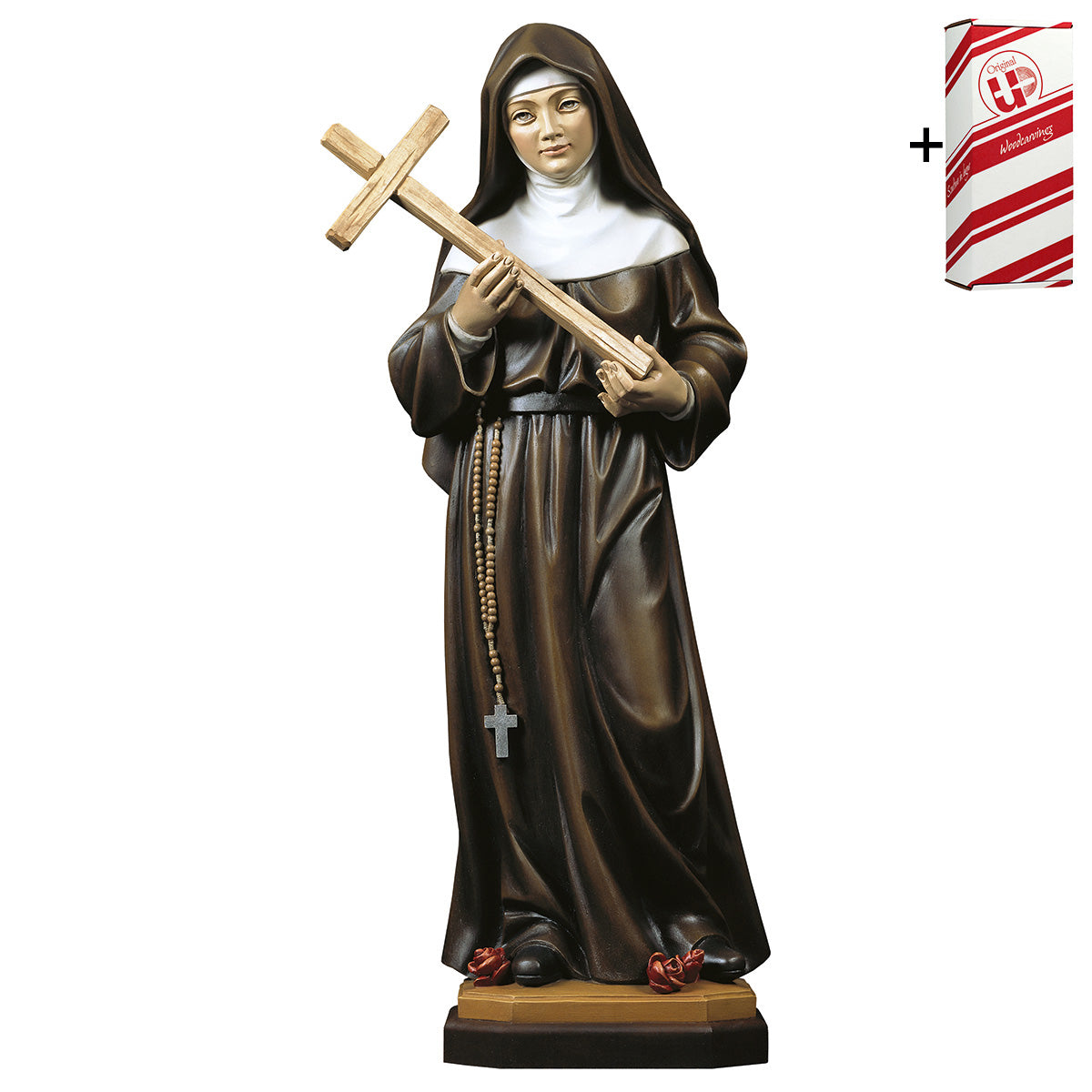 Hl. Monika von Tagaste mit Kreuz + Geschenkbox