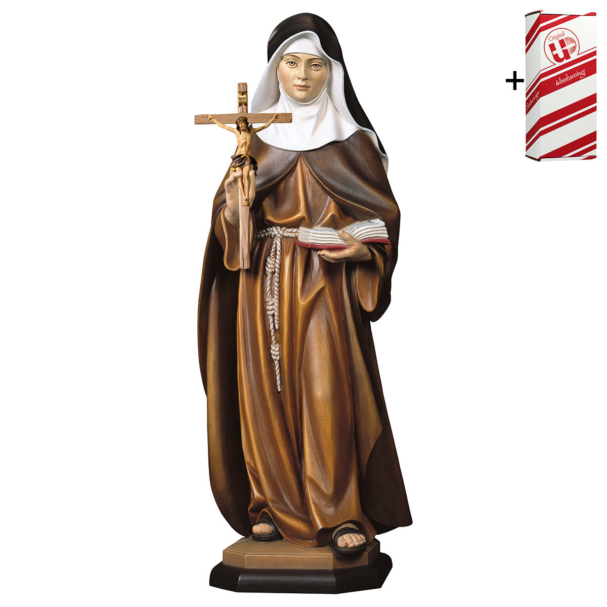 Hl. Maria Kreszentia Höß von Kaufbeuern mit Kruzifix + Geschenkbox