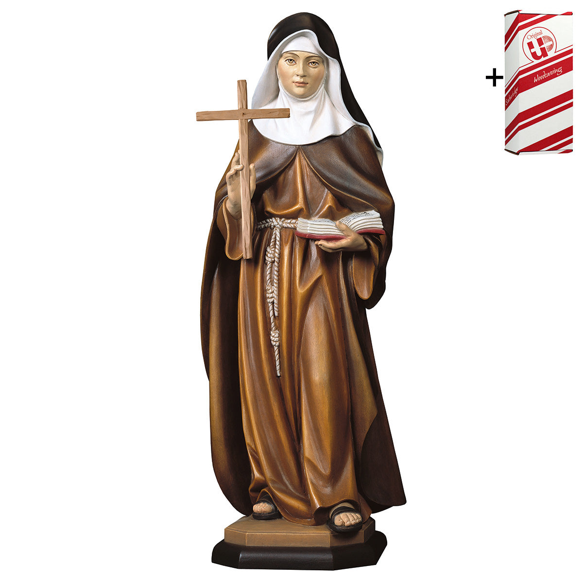 Hl. Angela von Foligno mit Kreuz + Geschenkbox