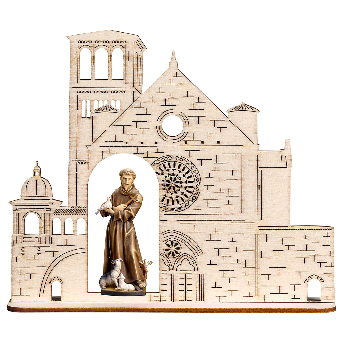 Hl. Franziskus von Assisi mit Tiere + Basilika