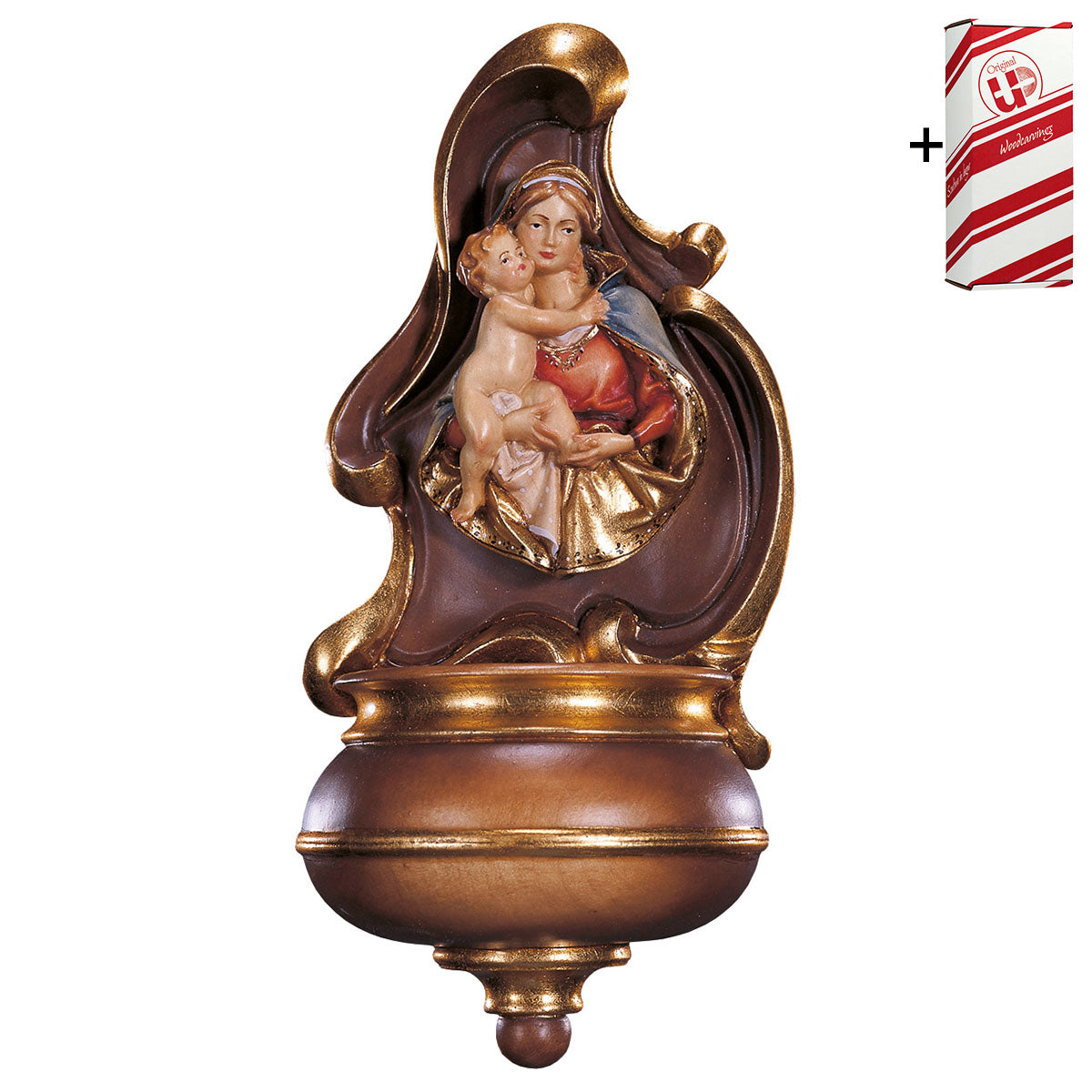 Weihwasserkessel mit Brustbild Madonna + Geschenkbox