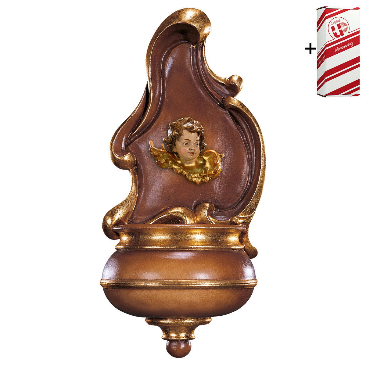 Weihwasserkessel mit Engelskopf + Geschenkbox