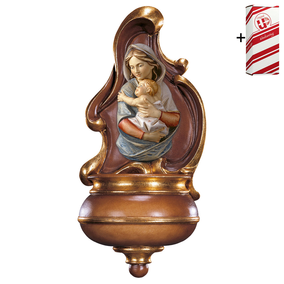 Weihwasserkessel mit Wandmadonnenbüste + Geschenkbox