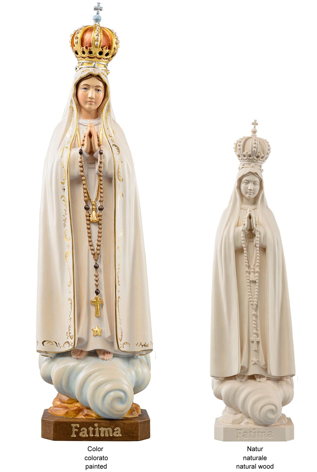 Madonna Fatima Capelinha mit Rosenkranz und Krone