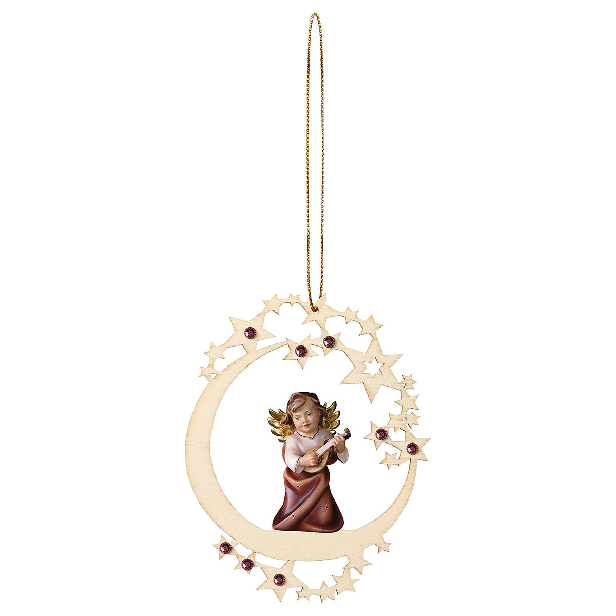Herzengel mit Laute Mond Stern Crystal