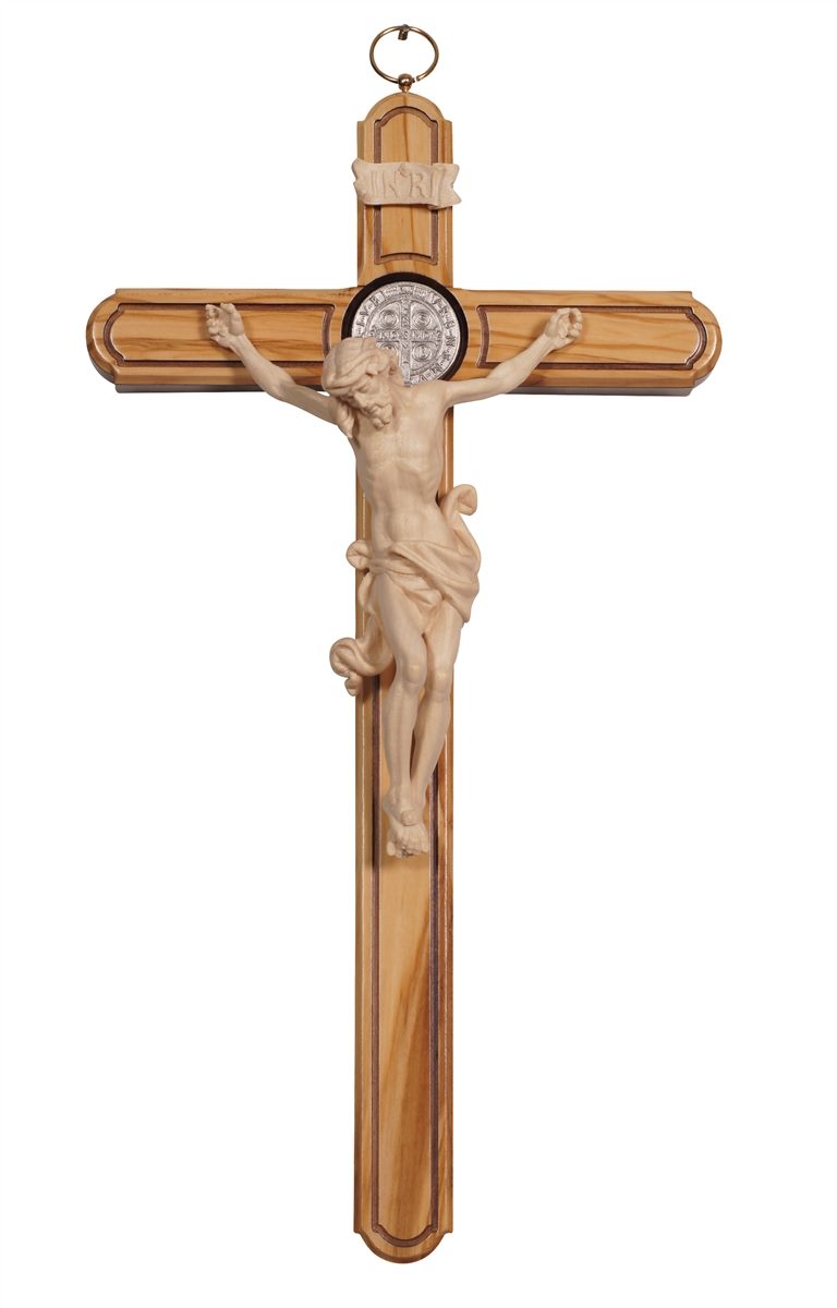 Benedikt Kreuz Olivenholz mit Christus Leonardo