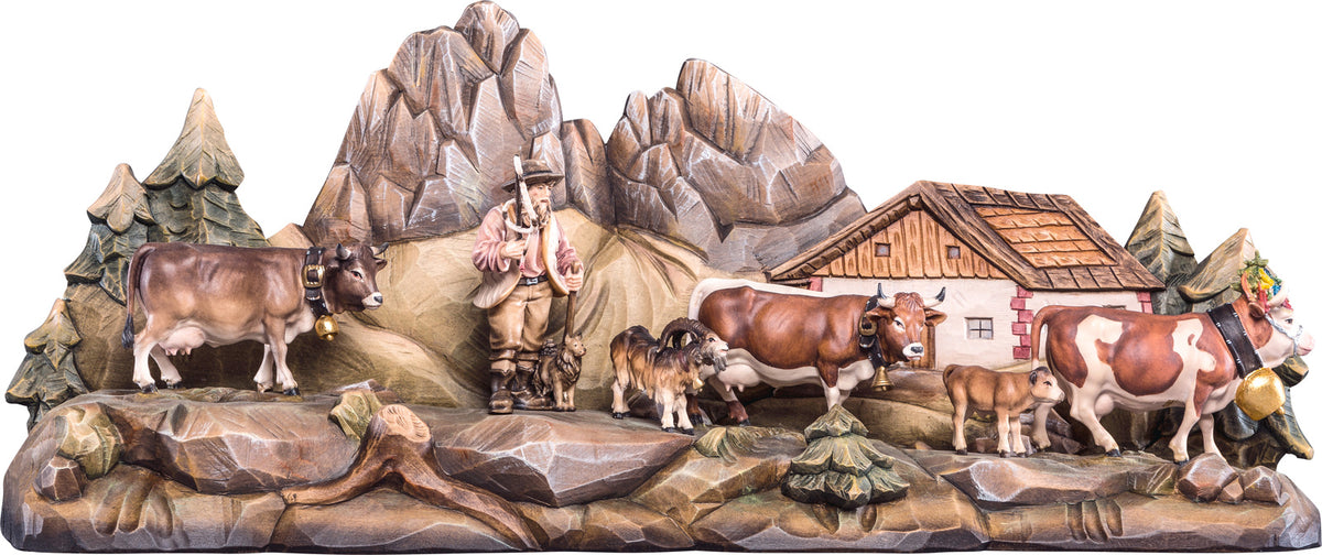 Almabtrieb mit Landschaft