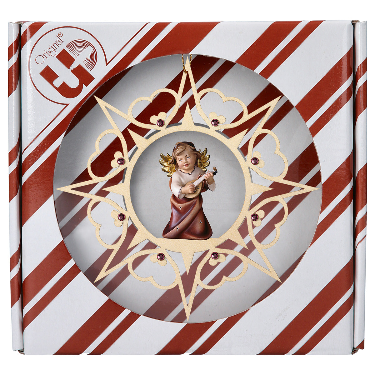 Herzengel mit Laute Herz Stern Crystal + Geschenkbox
