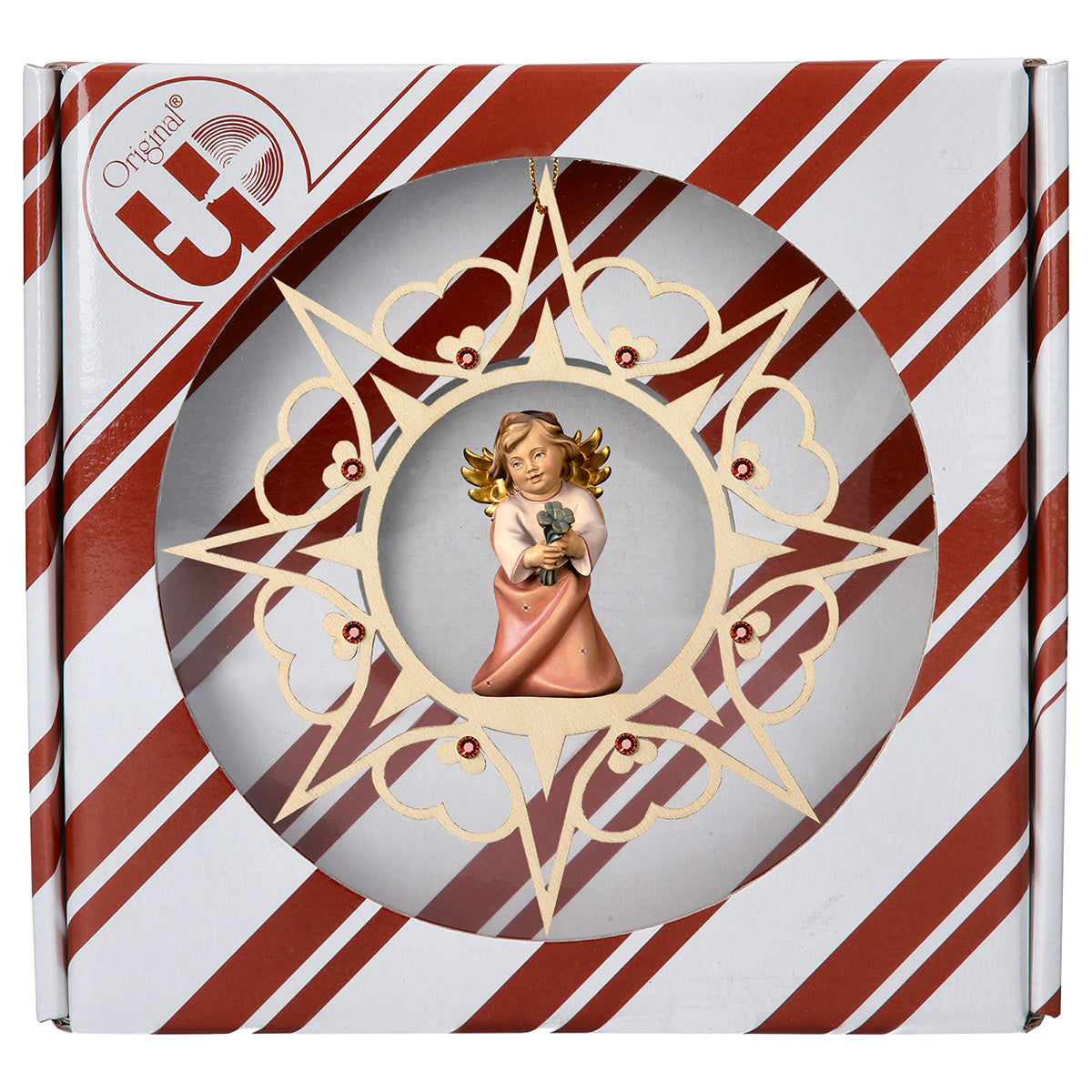 Herzengel mit Vierklee Herz Stern Crystal + Geschenkbox