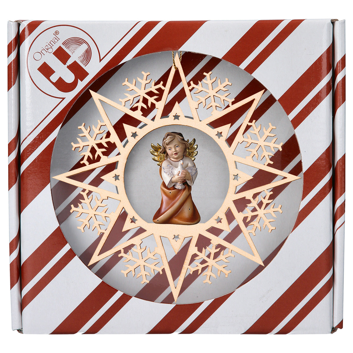 Herzengel mit Taube Kristall Stern + Geschenkbox