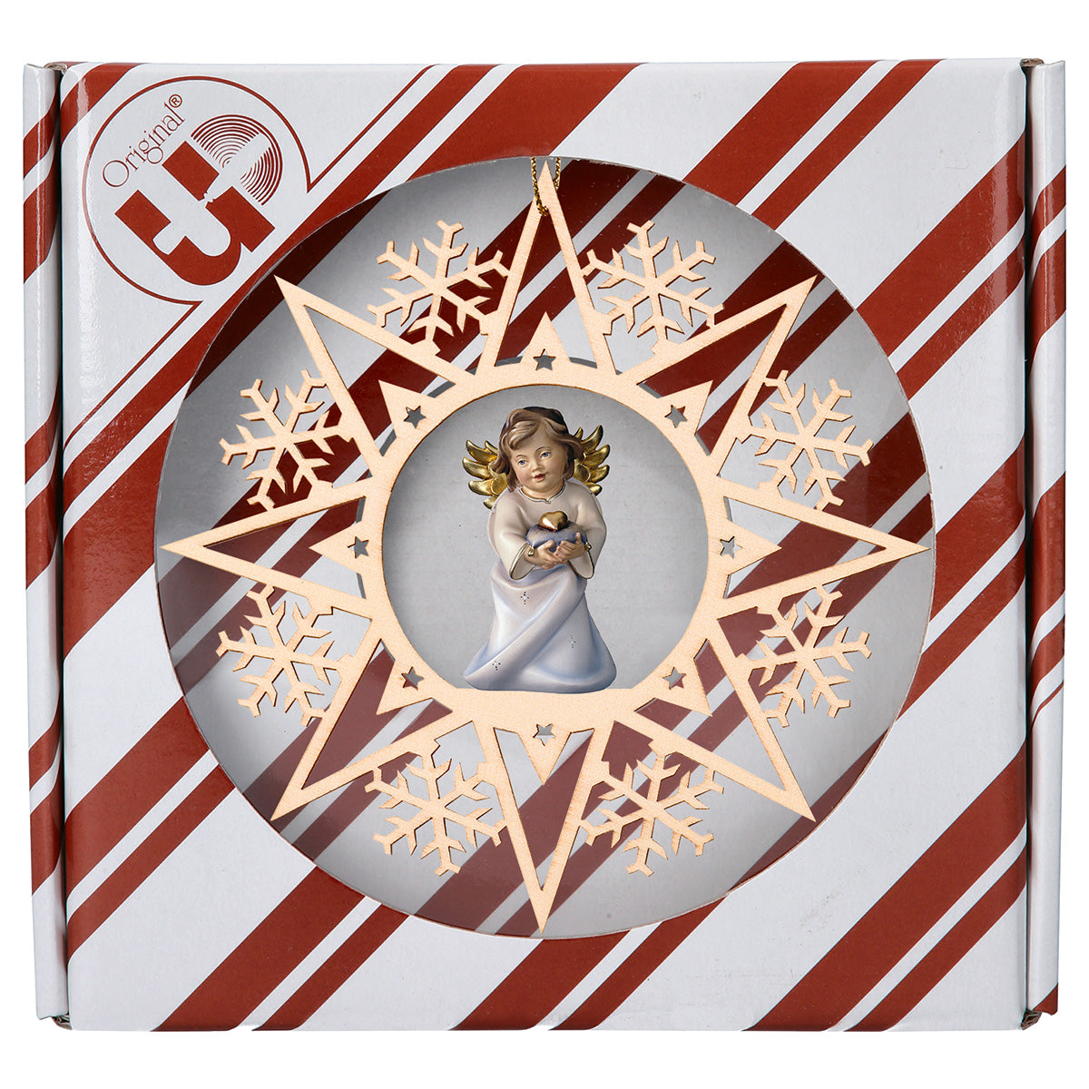 Herzengel mit Herz Kristall Stern + Geschenkbox