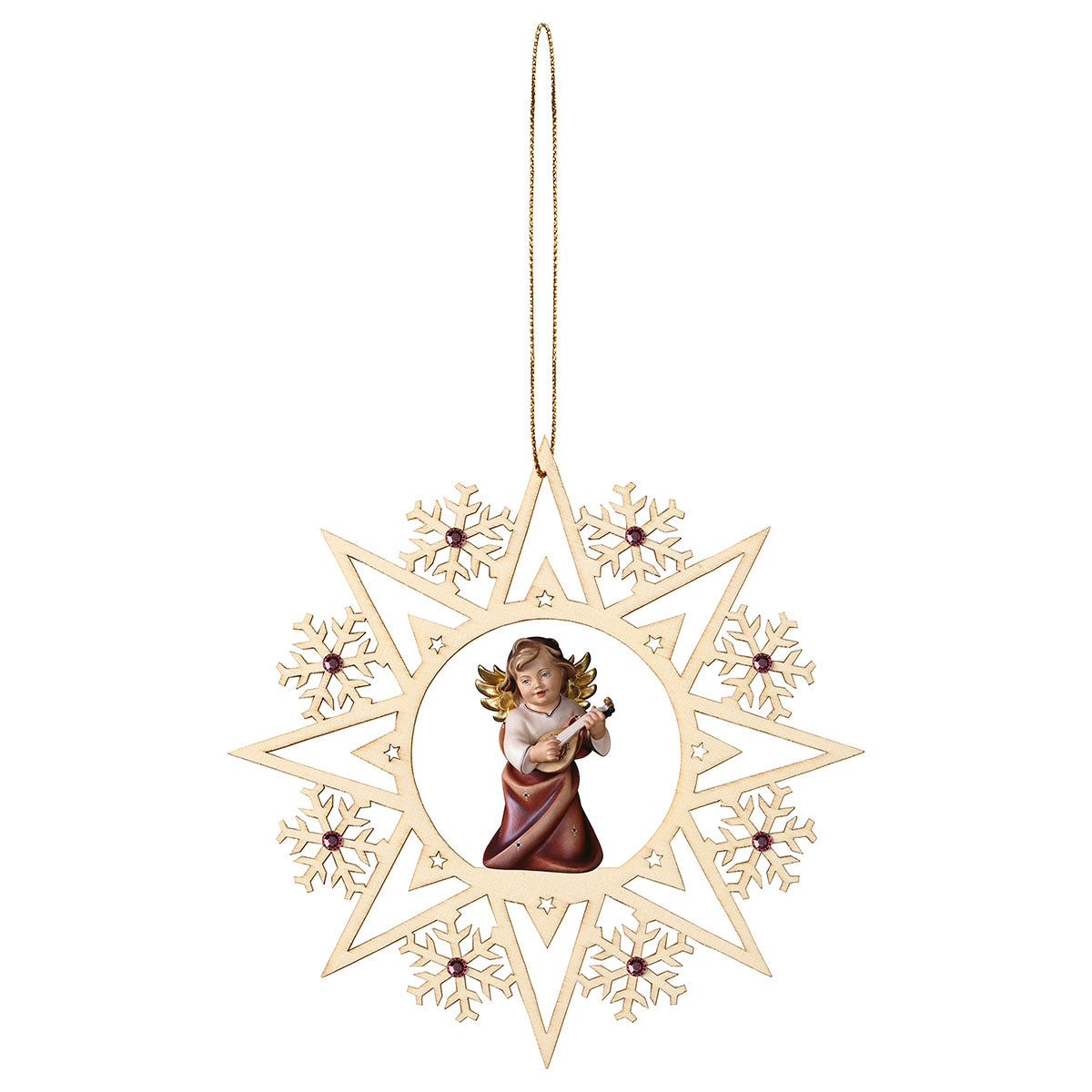 Herzengel mit Laute Kristall Stern Crystal