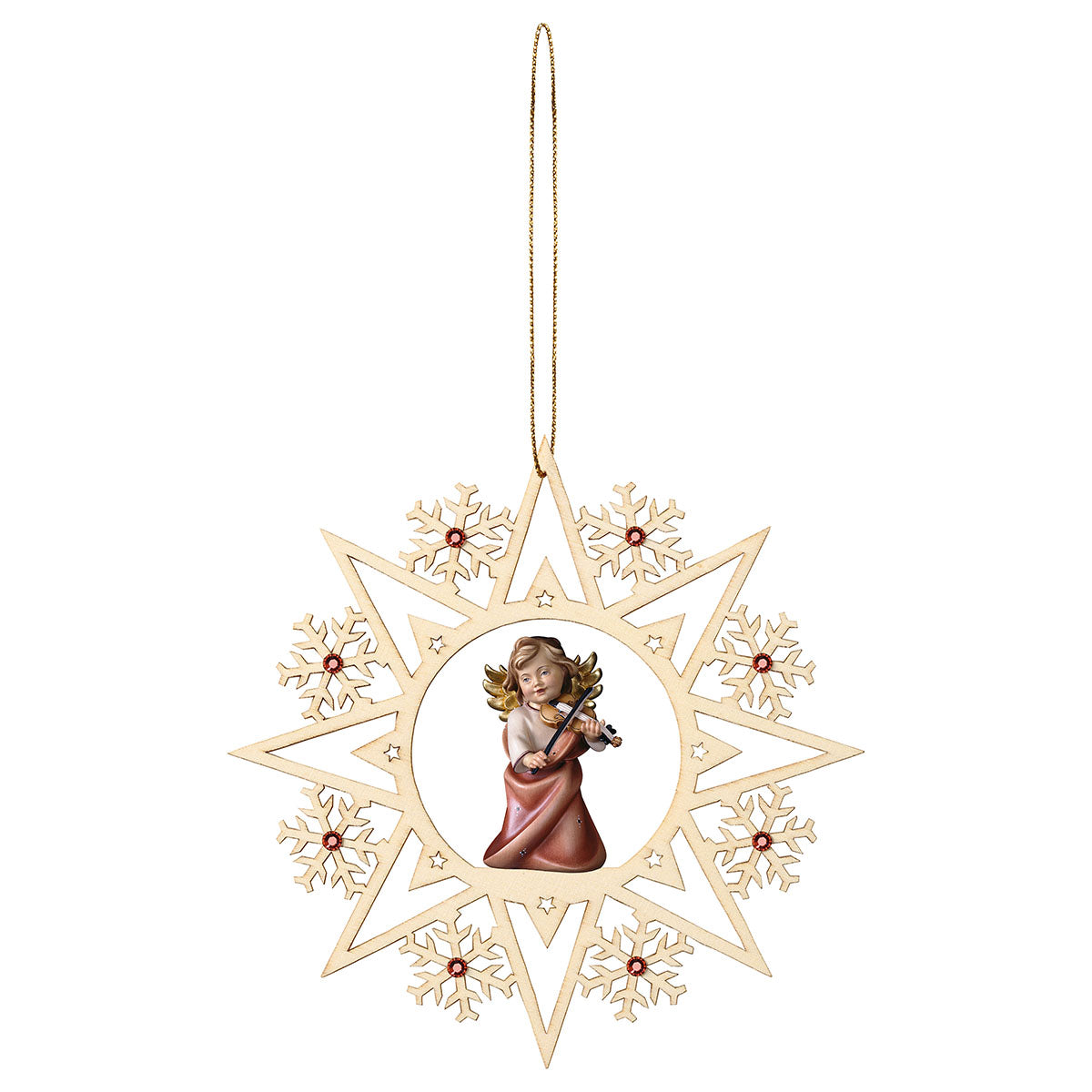 Herzengel mit Geige Kristall Stern Crystal
