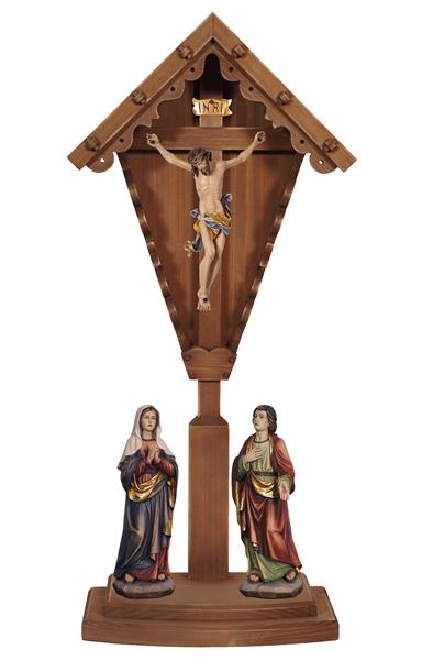 Kreuzigungsgruppe Leonardo auf Feldkreuz dunkel
