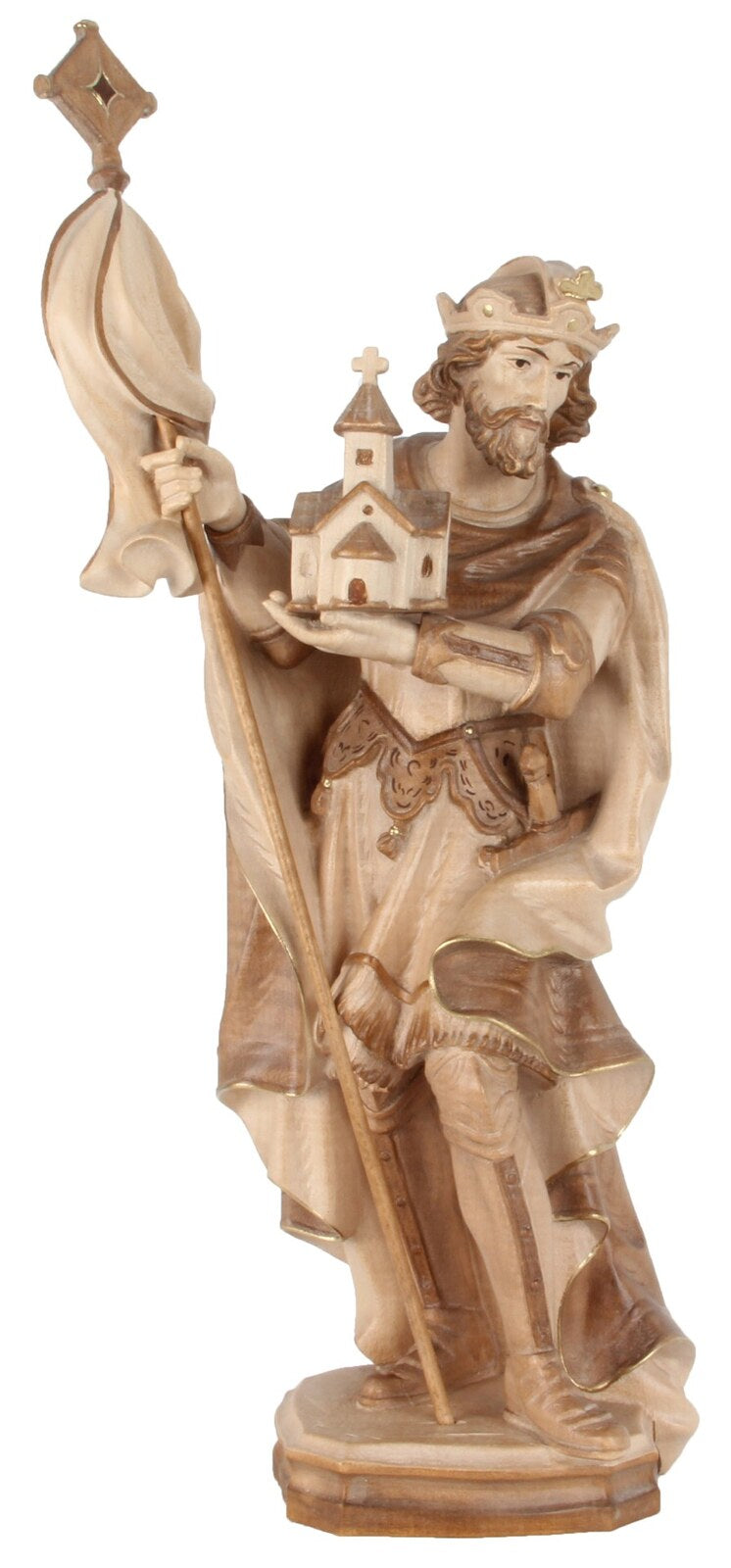 Hl. Leopold mit Fahne und Kirche