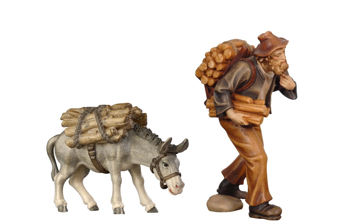 KO Hirt Holzträger mit Esel mit Holz