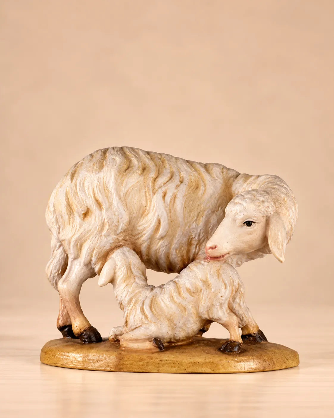 Barock Krippe Schaf stehend mit Lamm holzgeschnitzt