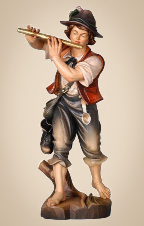 Floetenspieler-40cm-bemalt Holzgeschnitzt 