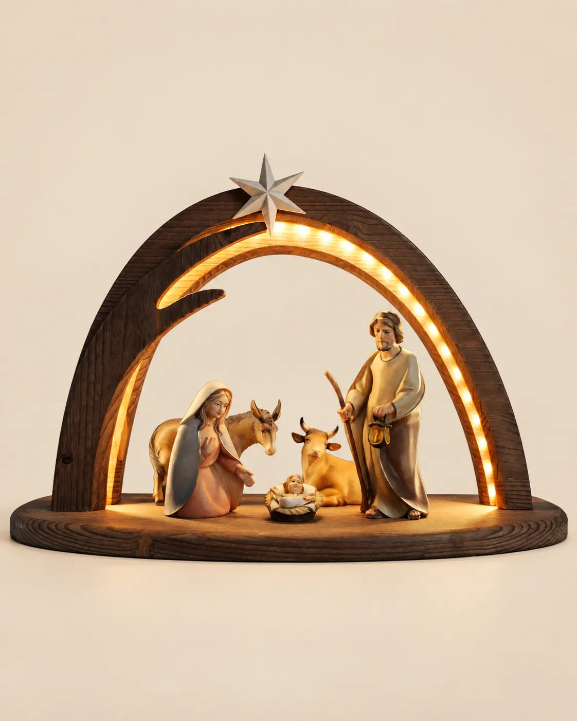Komet Krippenset mit Stall_7-teilig_mit LED-Beleuchtung-Format45