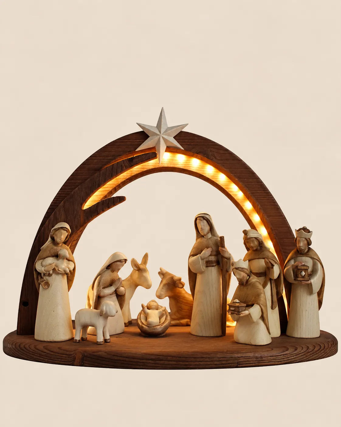Fides Krippenset mit Stall Stella – 12-teilig, mit LED-Beleuchtung