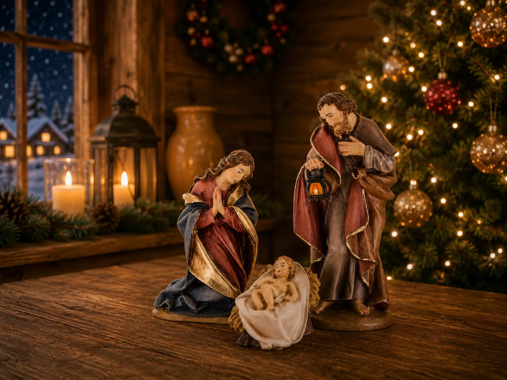 Rupert_Krippe_LEPI_Heilige_Familie_holzgeschnitzt_und handbemalt weihnachtliche Stimmung