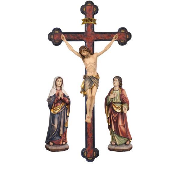 Kreuzigungsgruppe Siena Balken Barock - bemalt