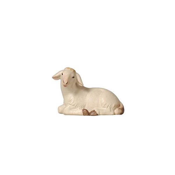 Pema Krippe Schaf liegend linksschauend - Lasiert Wasserfarben