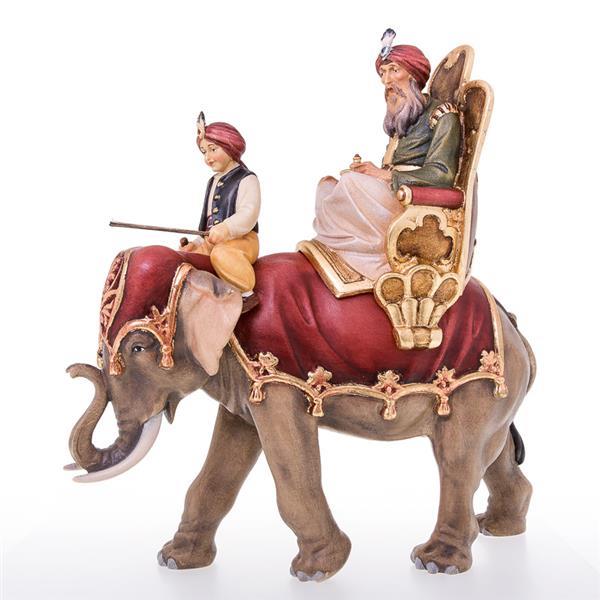 Koenig reitend mit Elefant und Treiber - bemalt