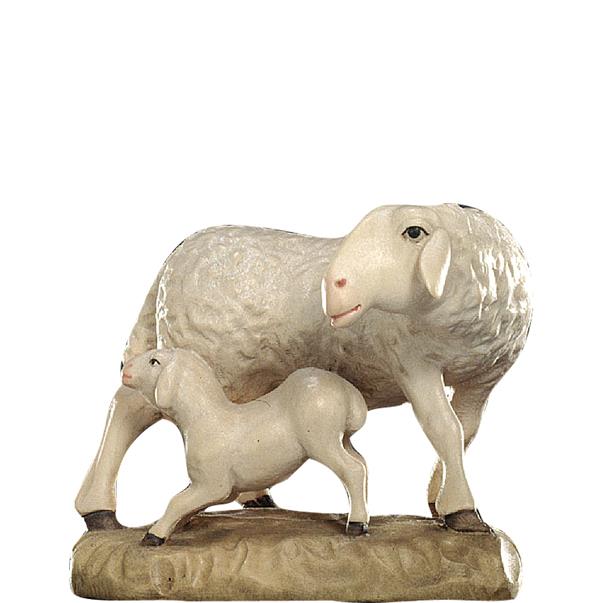 Schaf mit Lamm - bemalt