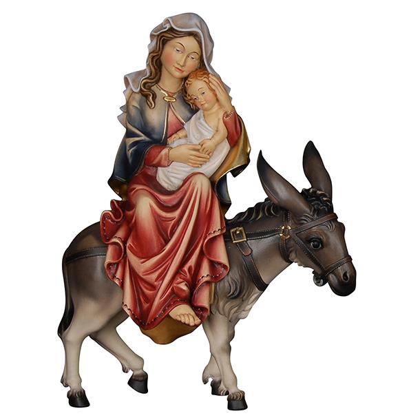 Maria sitzend mit Kind auf Esel (Flucht n Ägypten) - bemalt