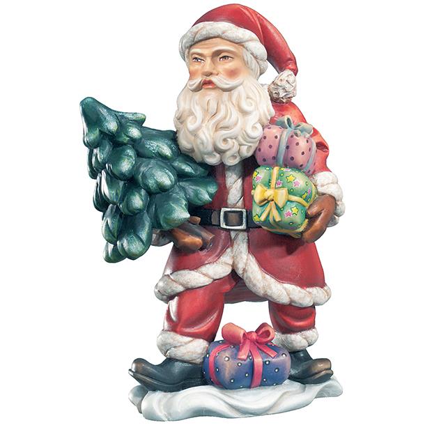 Weihnachtsmann mit Baum - bemalt