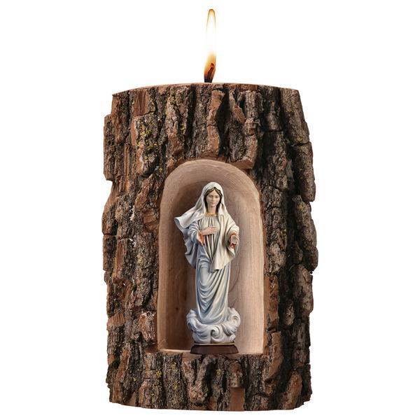 Madonna Medjugorje in Grotte Ulme mit Kerze - bemalt