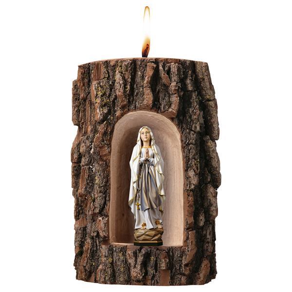 Madonna Lourdes in Grotte Ulme mit Kerze - bemalt