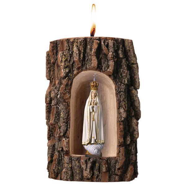 Madonna Fátima Capelinha mit Krone in Grotte Ulme mit Kerze - bemalt