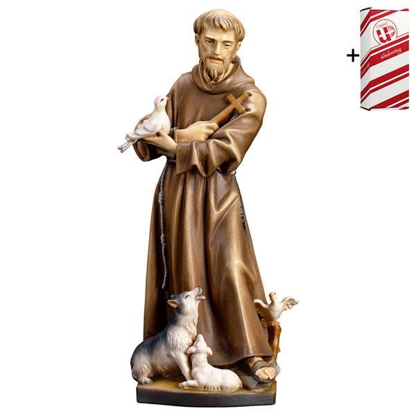 Hl. Franziskus von Assisi mit Tiere + Geschenkbox - bemalt