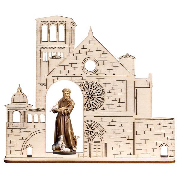 Hl. Franziskus von Assisi mit Tiere + Basilika - bemalt