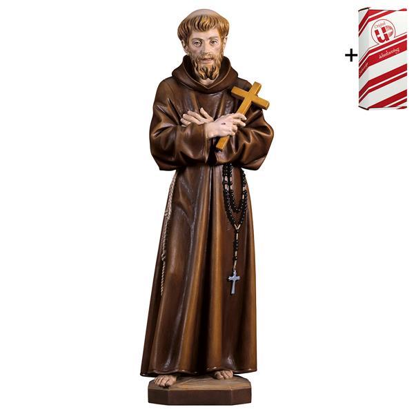 Hl. Franziskus von Assisi mit Kreuz + Geschenkbox - bemalt
