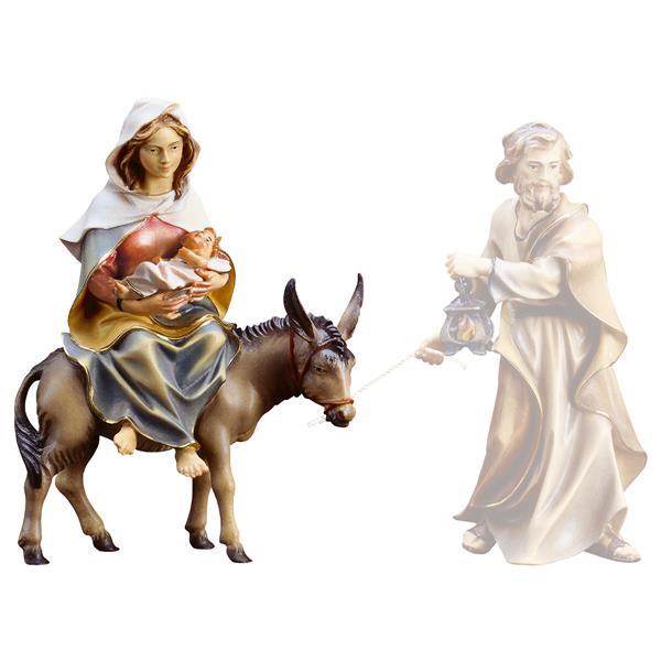 Ulrich Krippe Hl. Maria auf Esel mit Jesukind & Pergament - bemalt