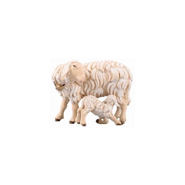 IN Schaf mit Lamm saugend - bemalt