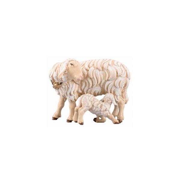 SI Schaf mit Lamm saugend - bemalt