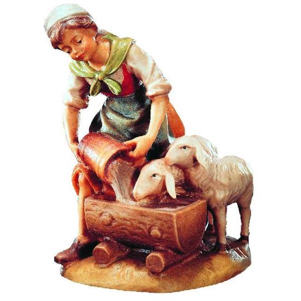 Barock Krippe Frau mit Schafe - bemalt