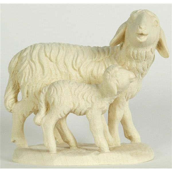 Tiroler Krippe Schaf mit Lamm - natur