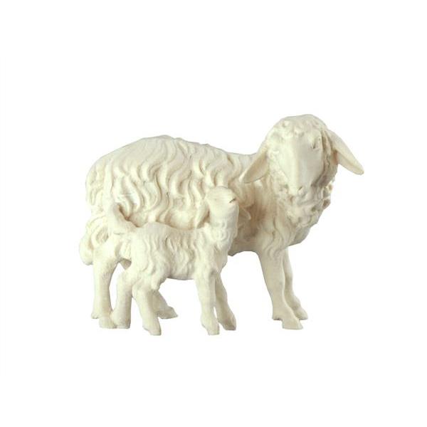 Bavaria Krippe Schaf stehend mit Lamm - natur
